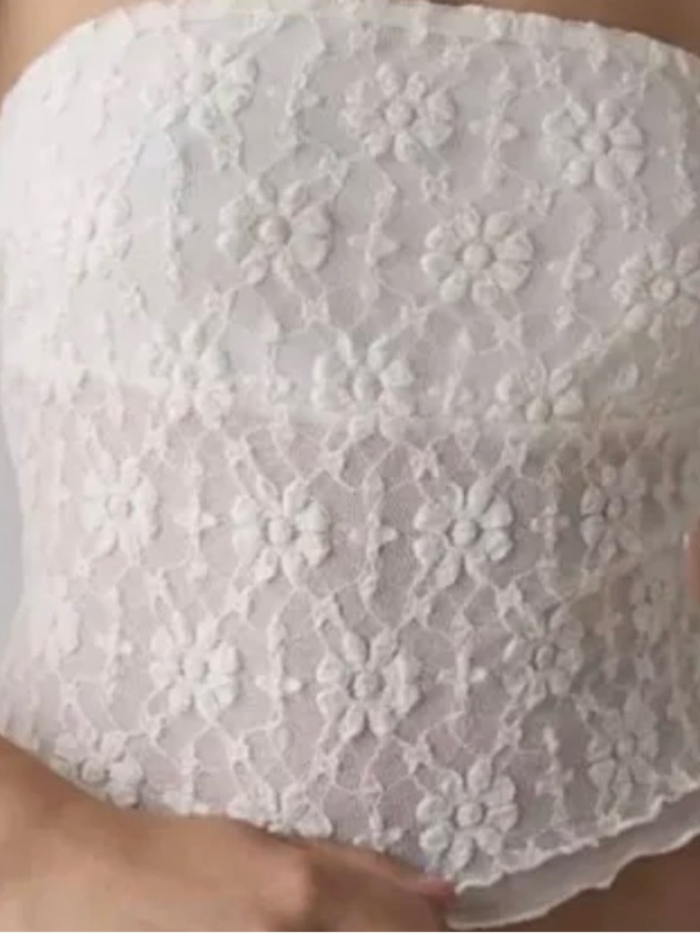 Urban Outfitters White Floral Lace Strapless Tube Top